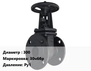 Задвижка чугунная 300 30ч6бр Ру1